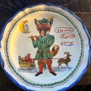 Anthropologie Nathalie Lete Holiday Plate Brand New in Box Eleven Pipers Piping